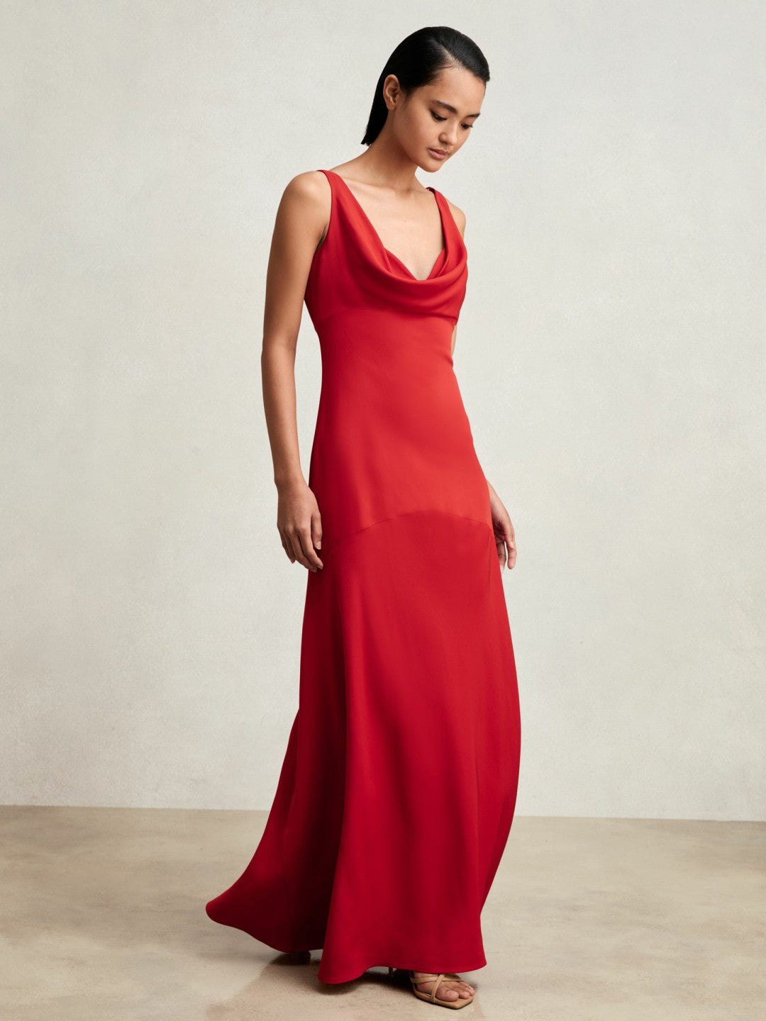 Cowl-Neck Sleeveless Maxi Dress in Red | Reiss Women Recommended