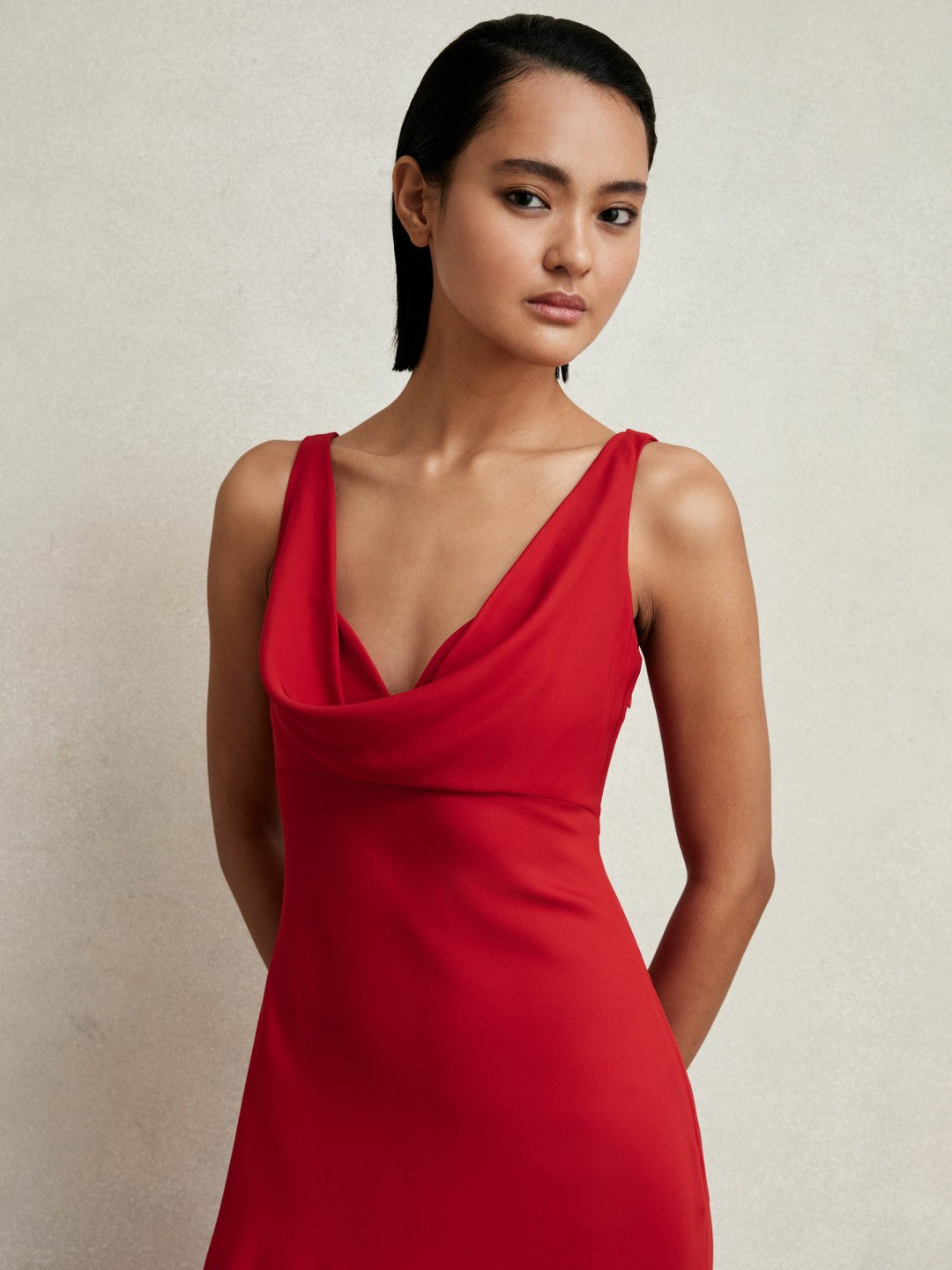 Cowl-Neck Sleeveless Maxi Dress in Red | Reiss Women Recommended