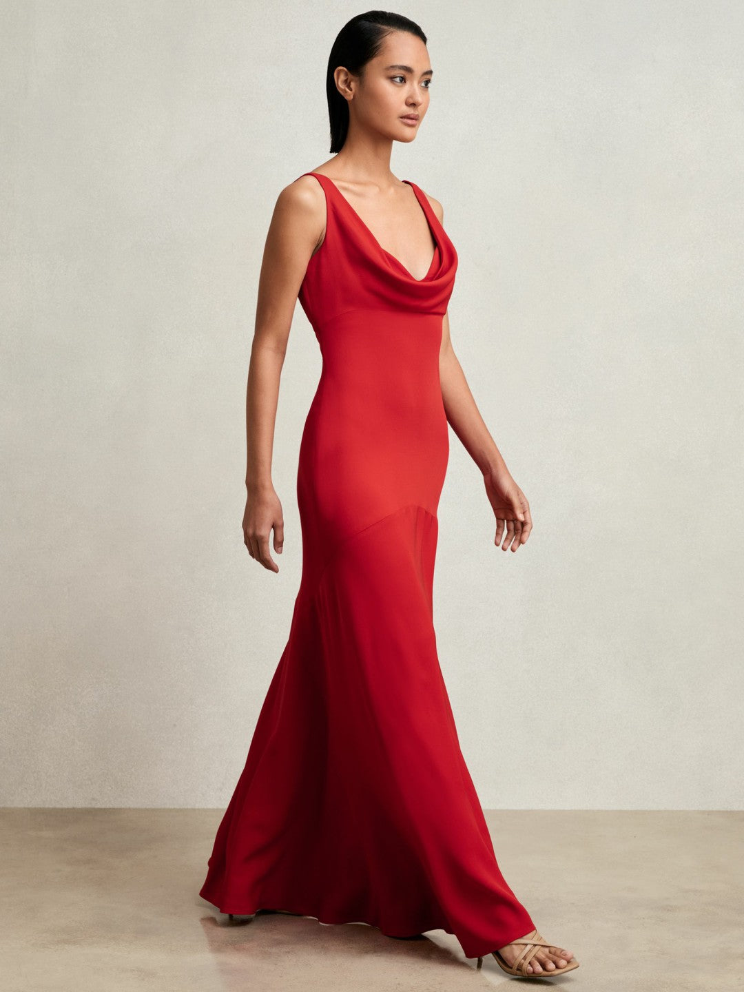 Cowl-Neck Sleeveless Maxi Dress in Red | Reiss Women Recommended