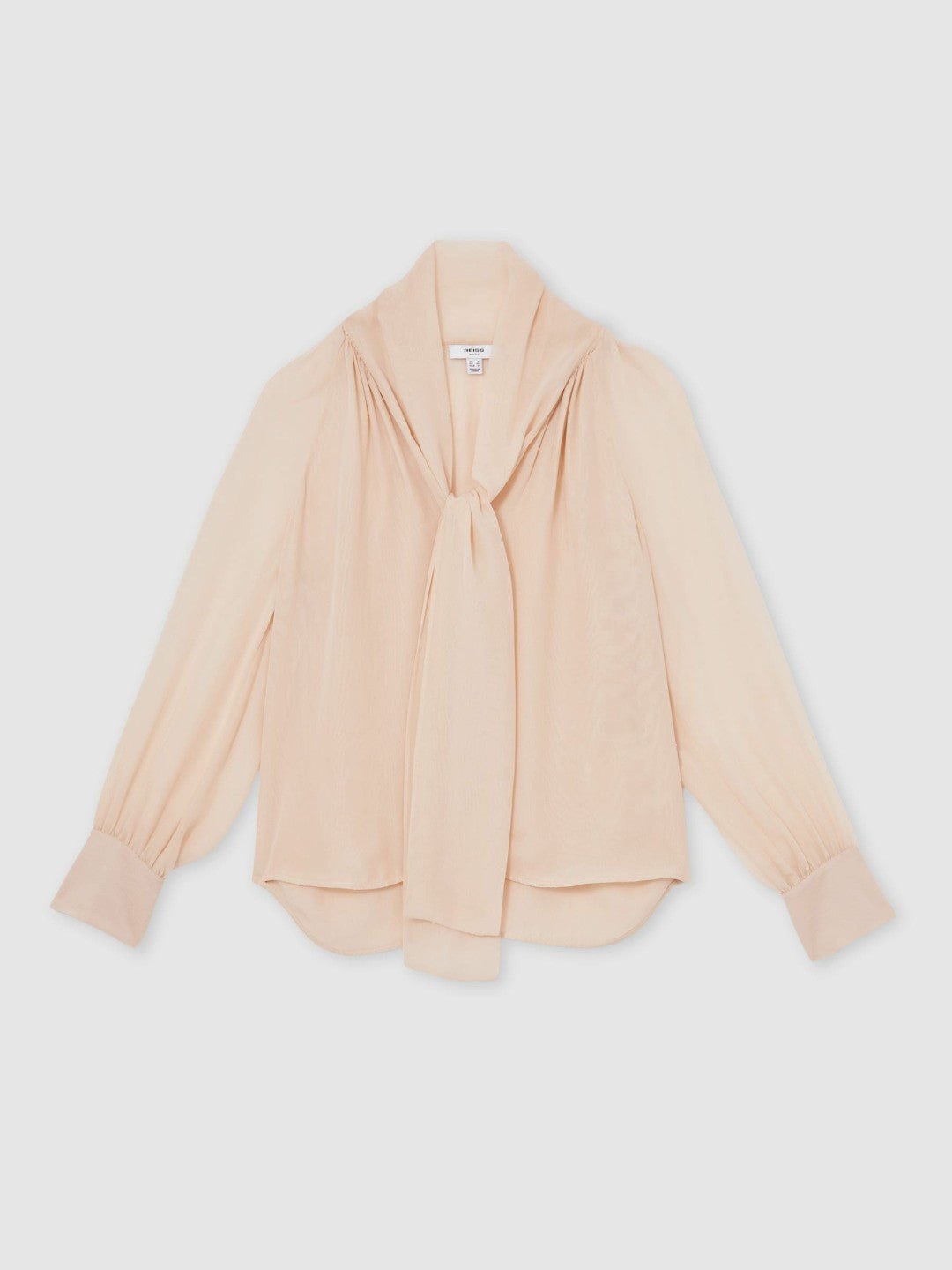 Silk Blend Chiffon Tie-Neck Blouse in Pale Pink | Reiss Women New