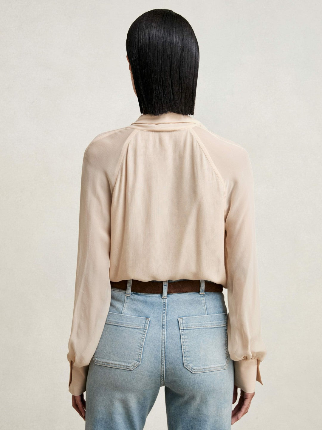 Silk Blend Chiffon Tie-Neck Blouse in Pale Pink | Reiss Women New