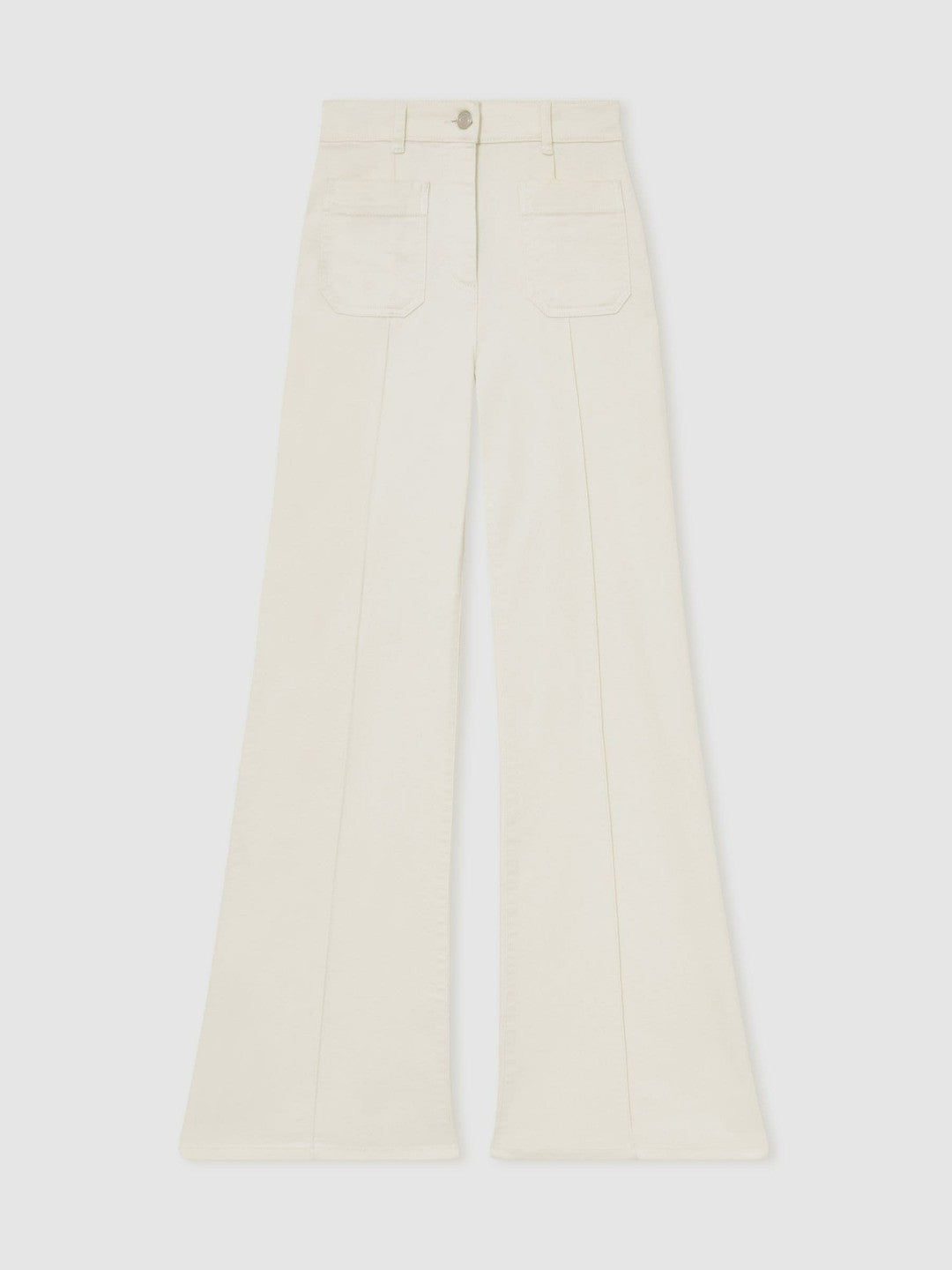 Petite Patch-Pocket Flared Jeans in Ecru | Reiss Women New