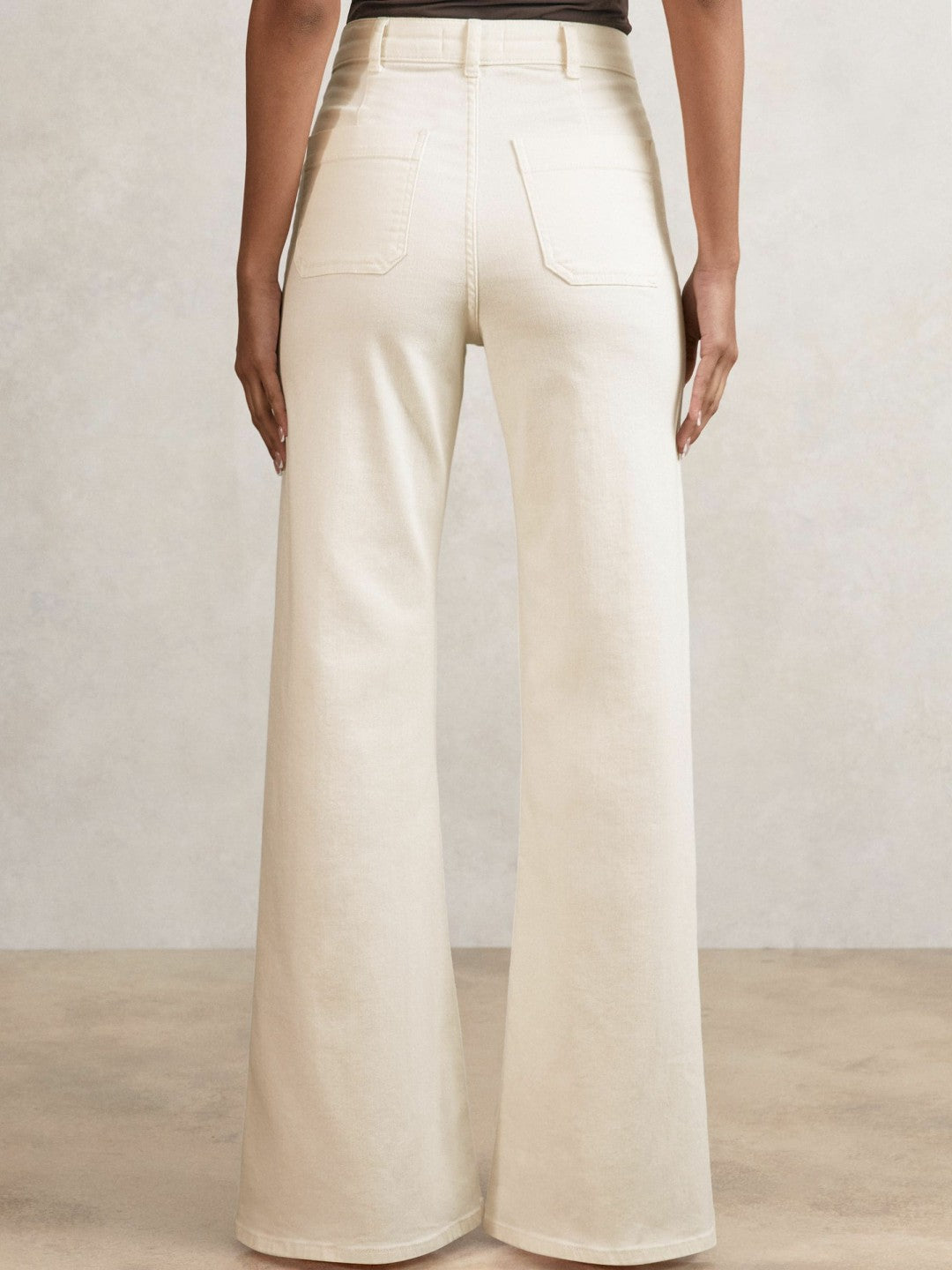 Petite Patch-Pocket Flared Jeans in Ecru | Reiss Women New