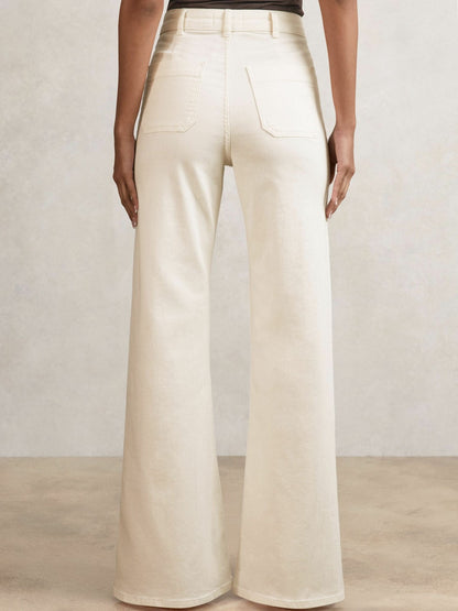Petite Patch-Pocket Flared Jeans in Ecru | Reiss Women New