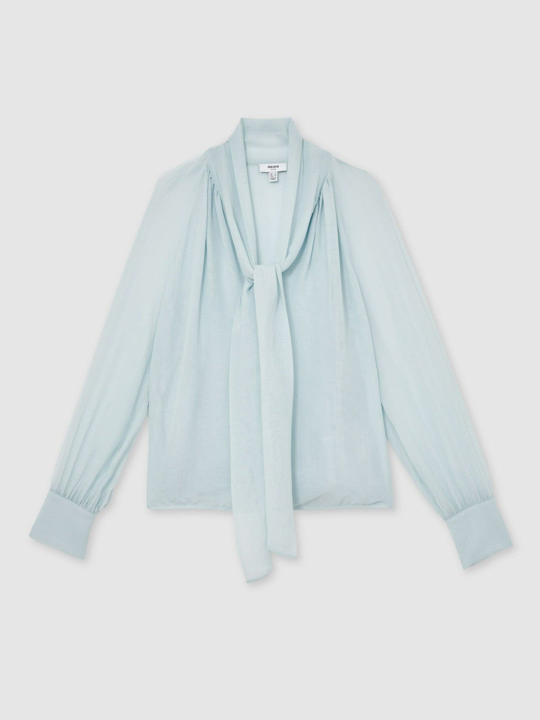Silk Blend Chiffon Tie-Neck Blouse in Pale Blue | Reiss Women Best Seller