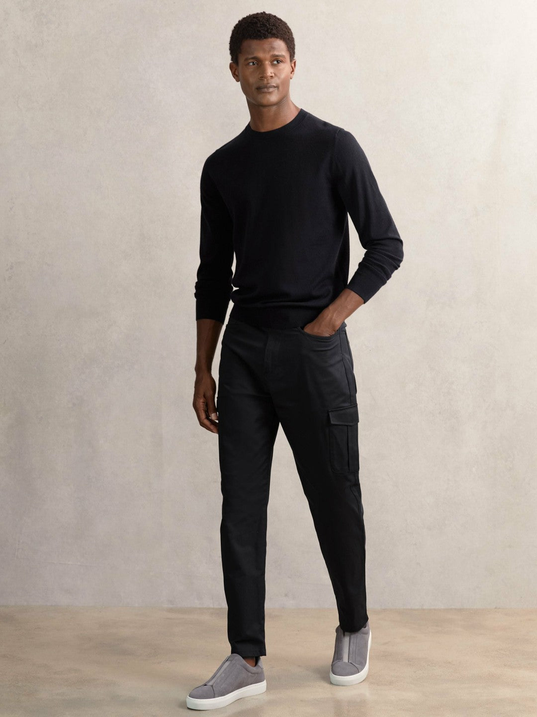 Cotton-Lyocell Cargo Trousers in Navy | Reiss Men Popular