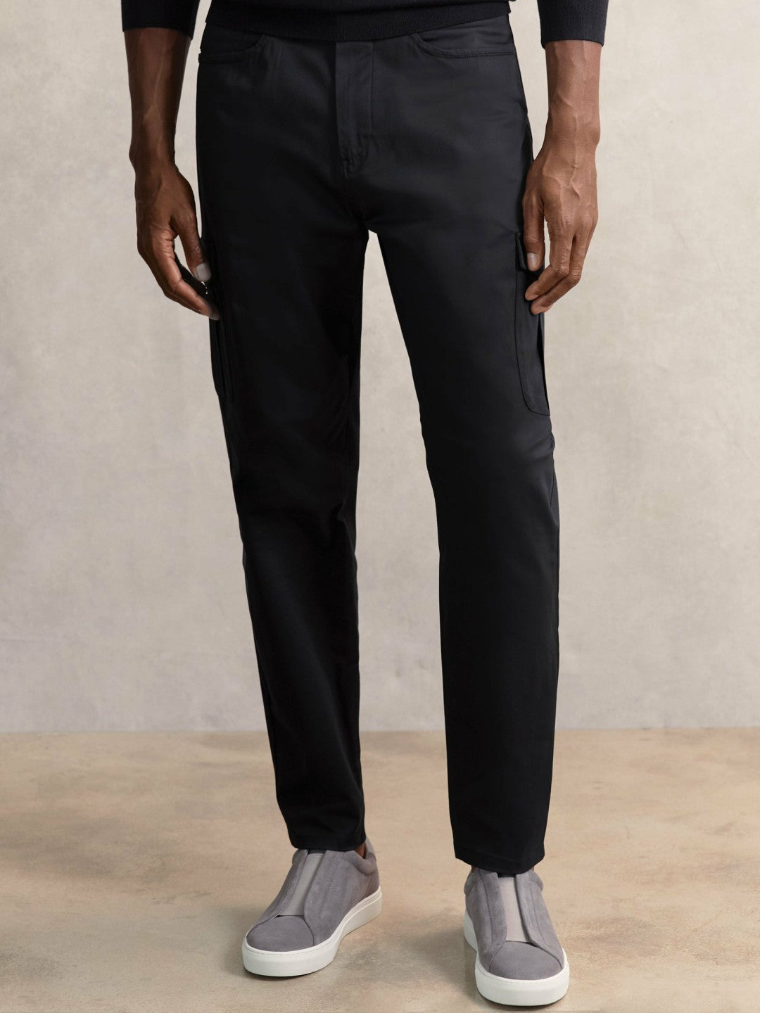 Cotton-Lyocell Cargo Trousers in Navy | Reiss Men Popular