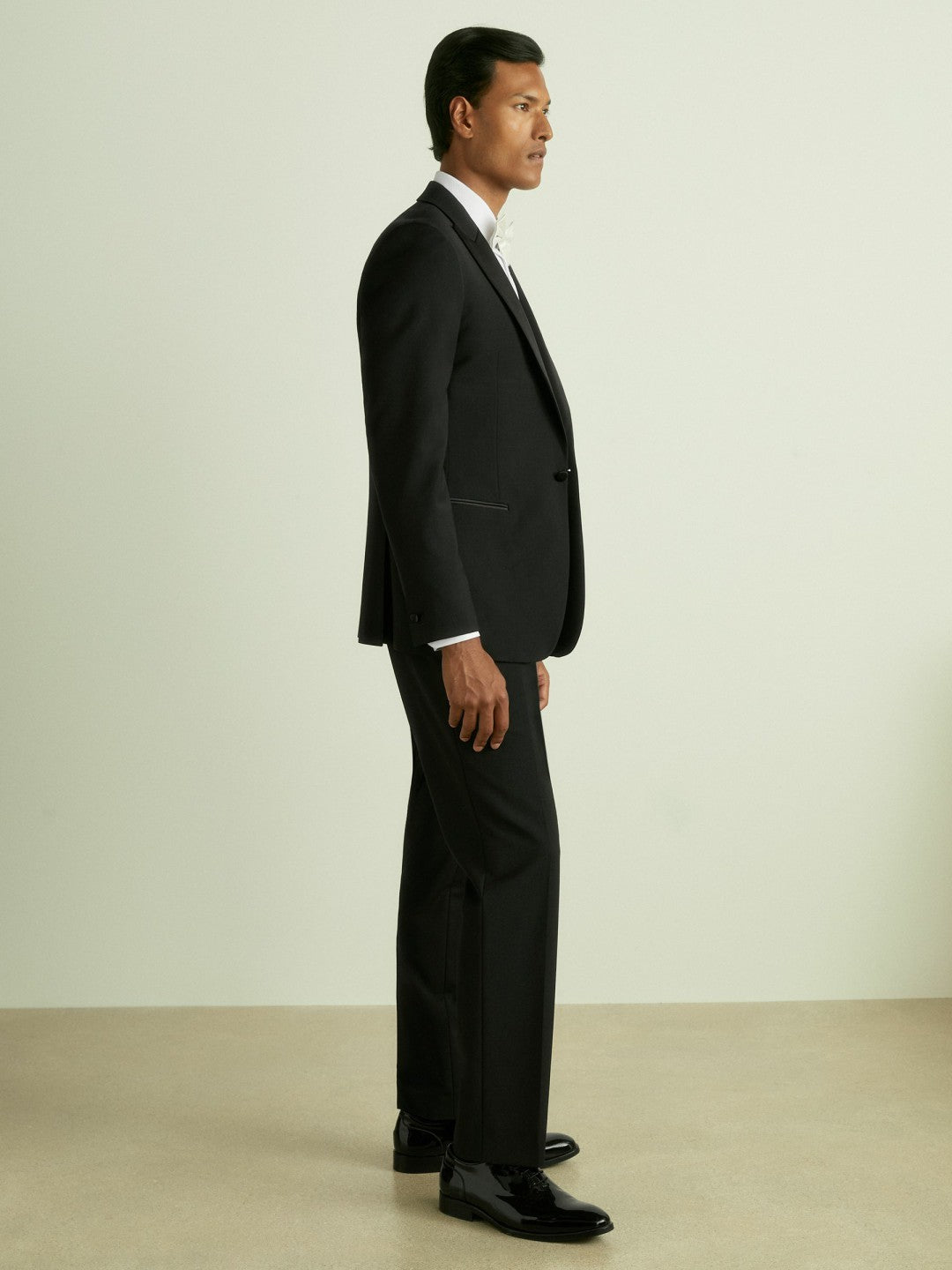 Wool-Blend Regular-Fit Tuxedo Trousers in Black | Reiss Men New