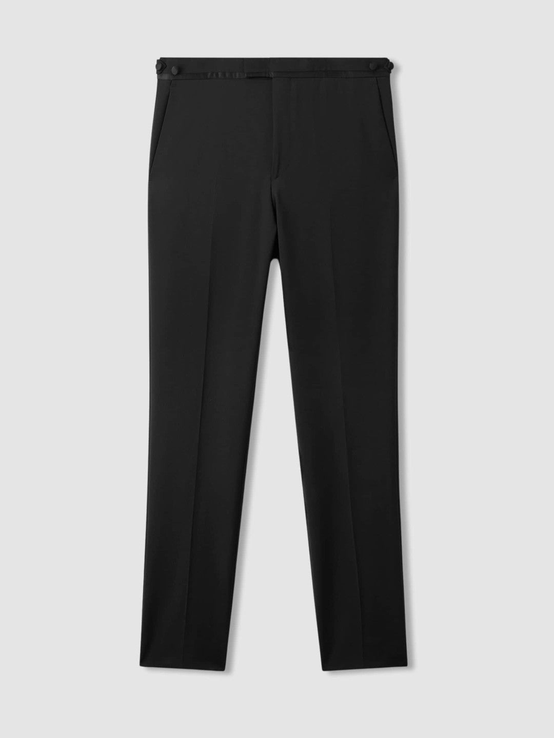 Wool-Blend Regular-Fit Tuxedo Trousers in Black | Reiss Men New