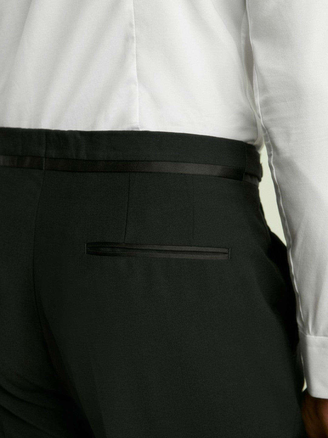 Wool-Blend Regular-Fit Tuxedo Trousers in Black | Reiss Men New