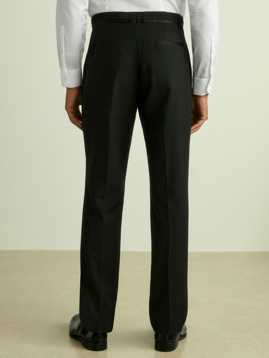 Wool-Blend Regular-Fit Tuxedo Trousers in Black | Reiss Men New