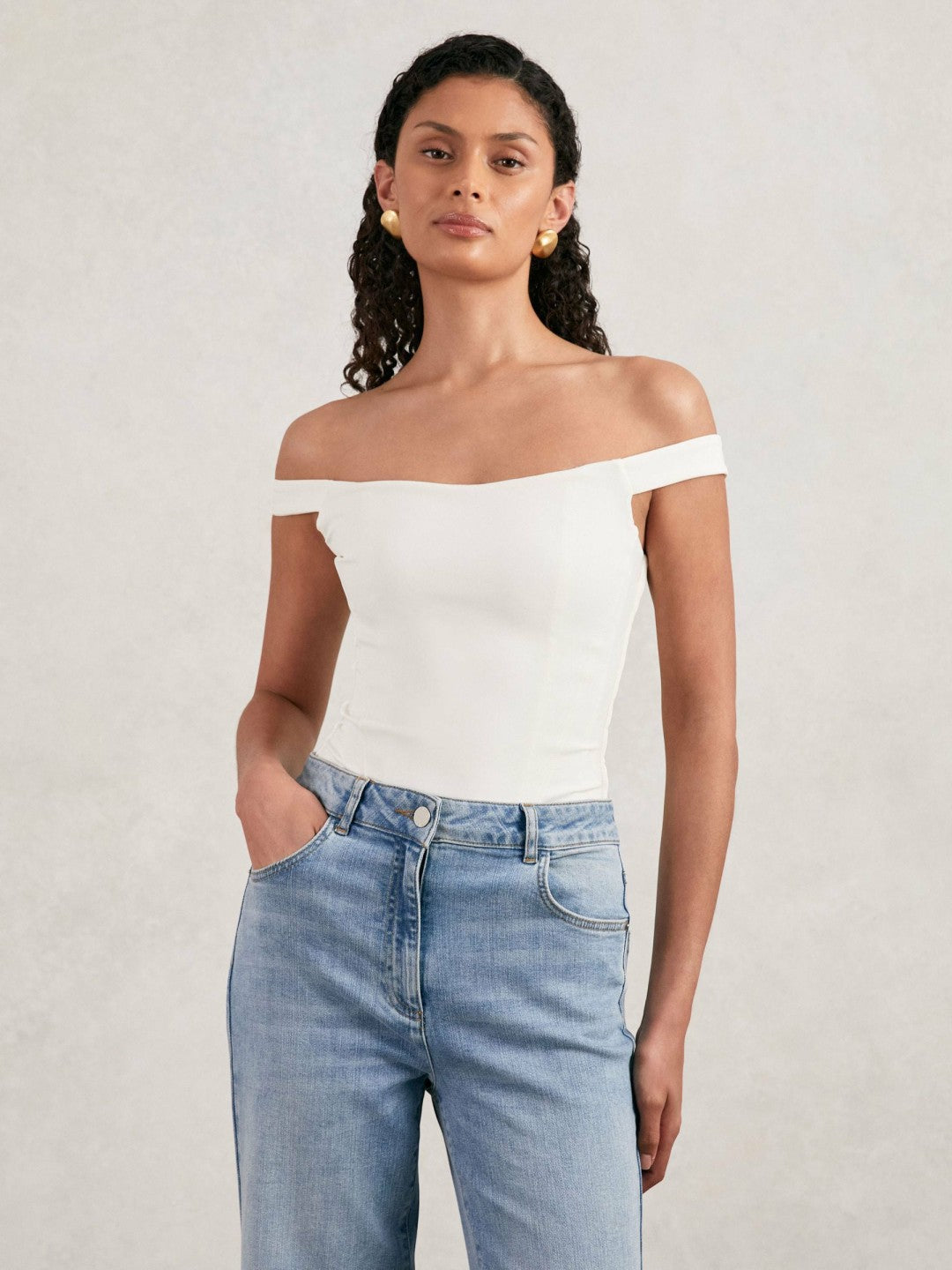 Scuba Corset Bodysuit in White | Reiss Women Signature