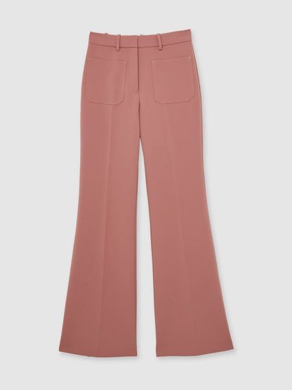 Twill Patch-Pocket Flared Trousers in Pink | Reiss Women Trending