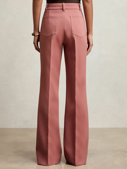 Twill Patch-Pocket Flared Trousers in Pink | Reiss Women Trending