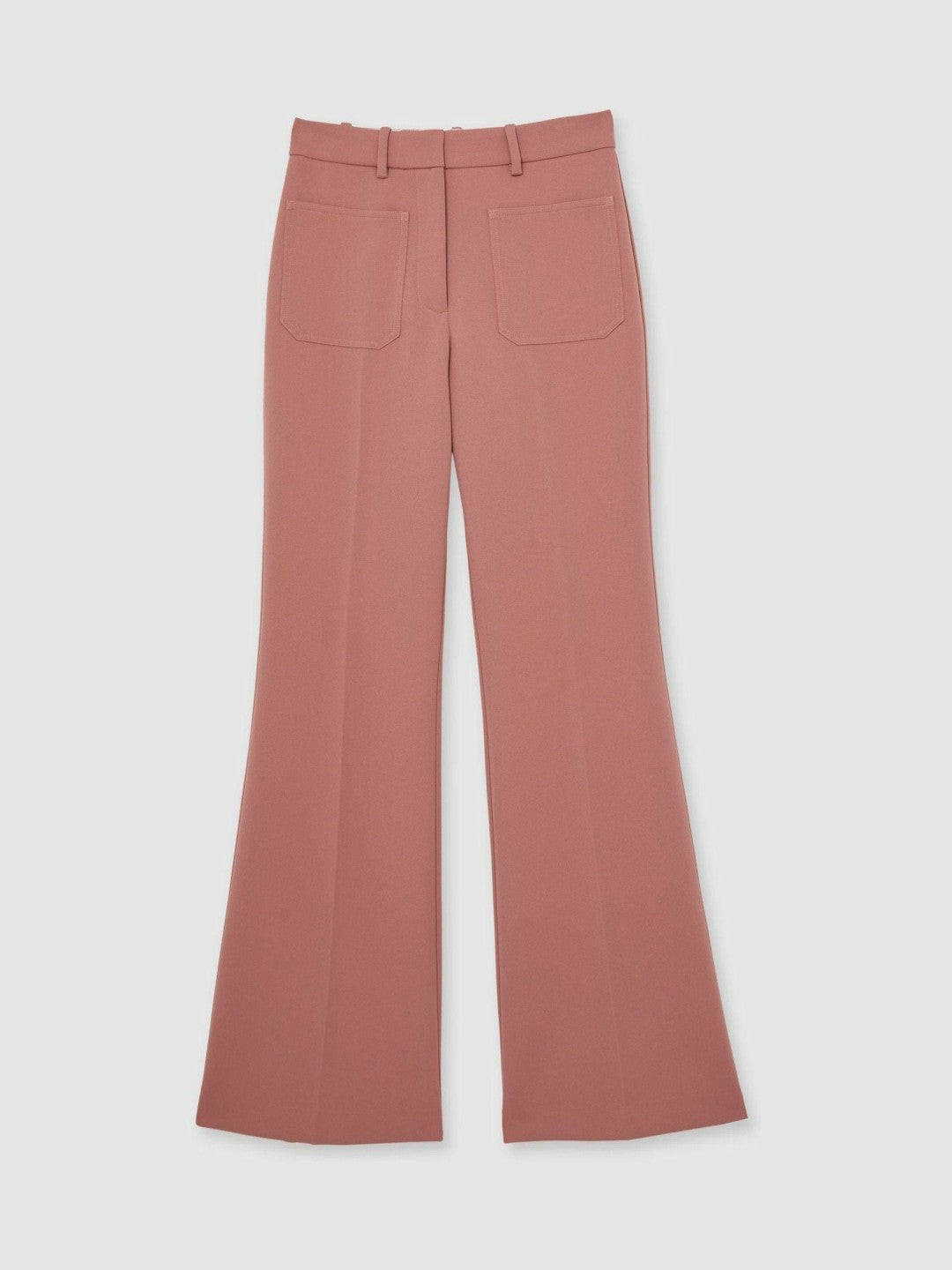 Petite Twill Patch-Pocket Flared Trousers in Pink | Reiss Women New