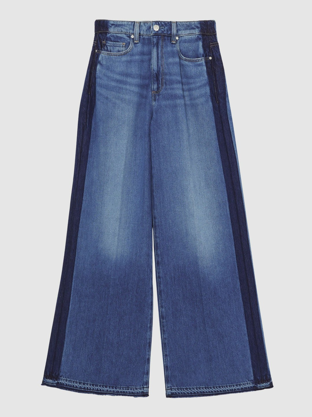 Paige Side Stripe Wide Leg Jeans in Navy/Blue Stripe | Reiss Women Best Seller