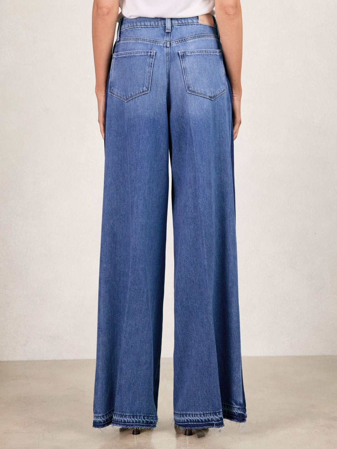 Paige Side Stripe Wide Leg Jeans in Navy/Blue Stripe | Reiss Women Best Seller