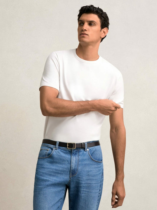 Stretch-Cotton Crew-Neck T-Shirt in White | Reiss Men New