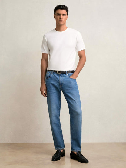 Stretch-Cotton Crew-Neck T-Shirt in White | Reiss Men New