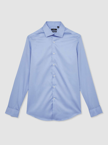 Slim Fit Slim-Fit Cotton-Sateen Shirt in Mid Blue | Reiss Men Recommended