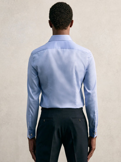 Slim Fit Slim-Fit Cotton-Sateen Shirt in Mid Blue | Reiss Men Recommended