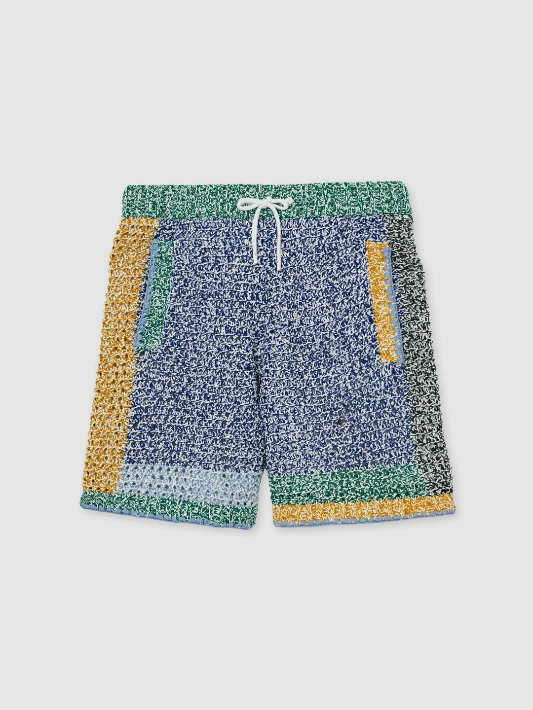 | Tom Daley Crochet Panel Shorts in Yellow/Green/Blue Multi | Reiss Men Trending