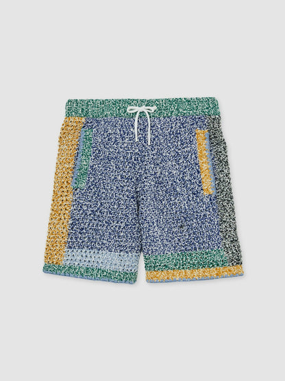 | Tom Daley Crochet Panel Shorts in Yellow/Green/Blue Multi | Reiss Men Trending