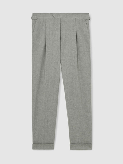 Regular Fit Herringbone Trousers With Cotton in Grey | Reiss Men Best Seller