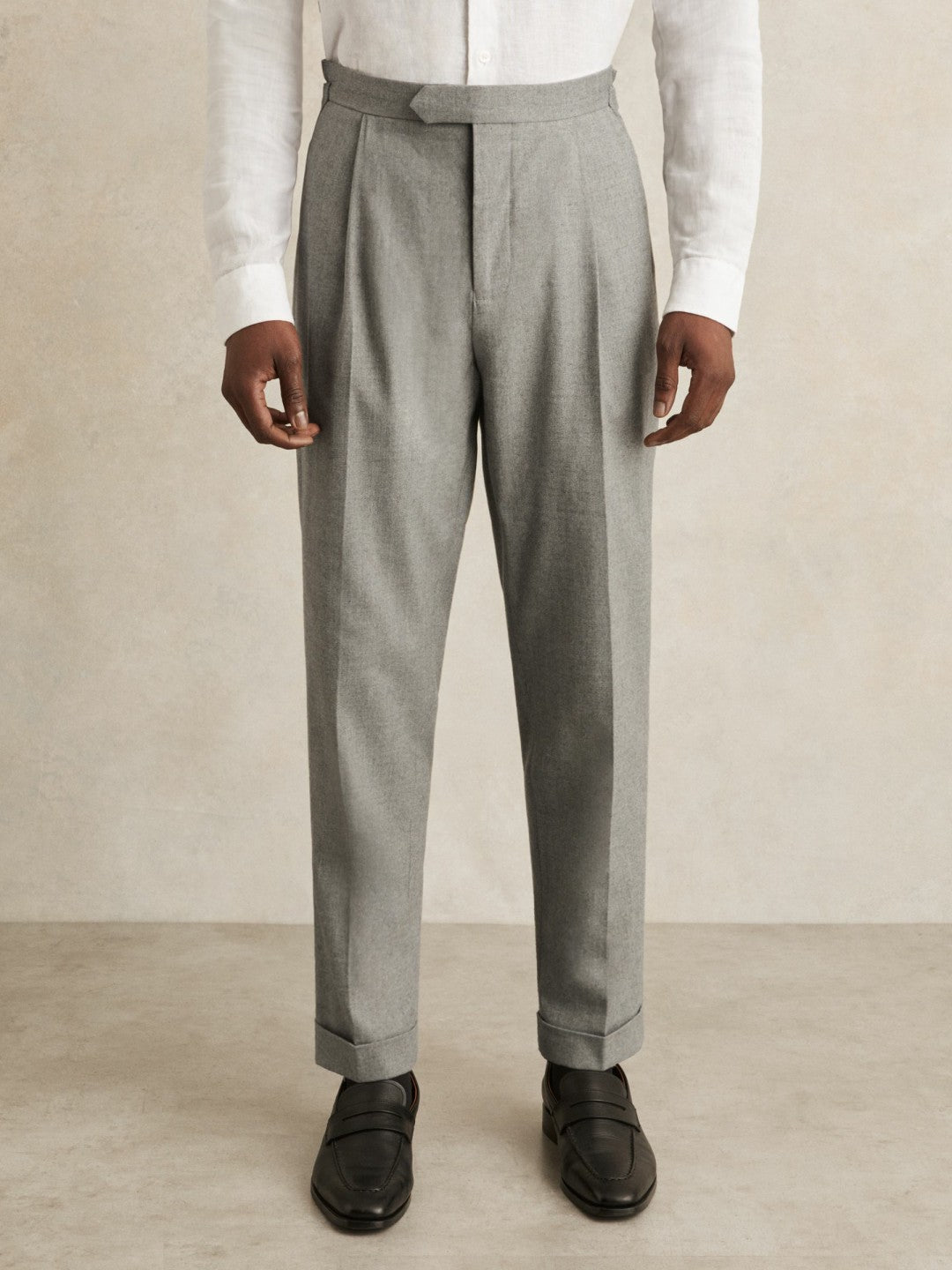 Regular Fit Herringbone Trousers With Cotton in Grey | Reiss Men Best Seller