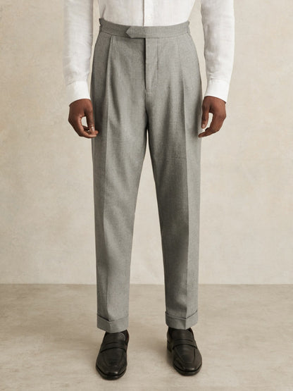 Regular Fit Herringbone Trousers With Cotton in Grey | Reiss Men Best Seller