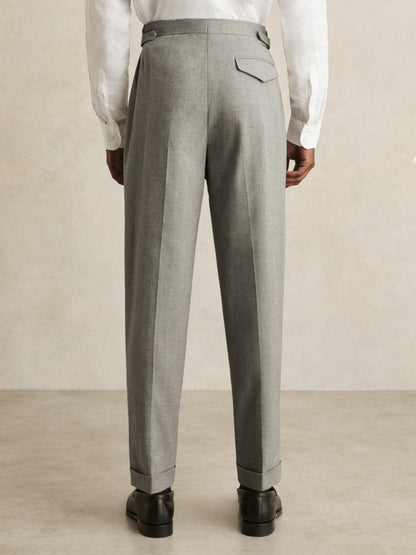Regular Fit Herringbone Trousers With Cotton in Grey | Reiss Men Best Seller