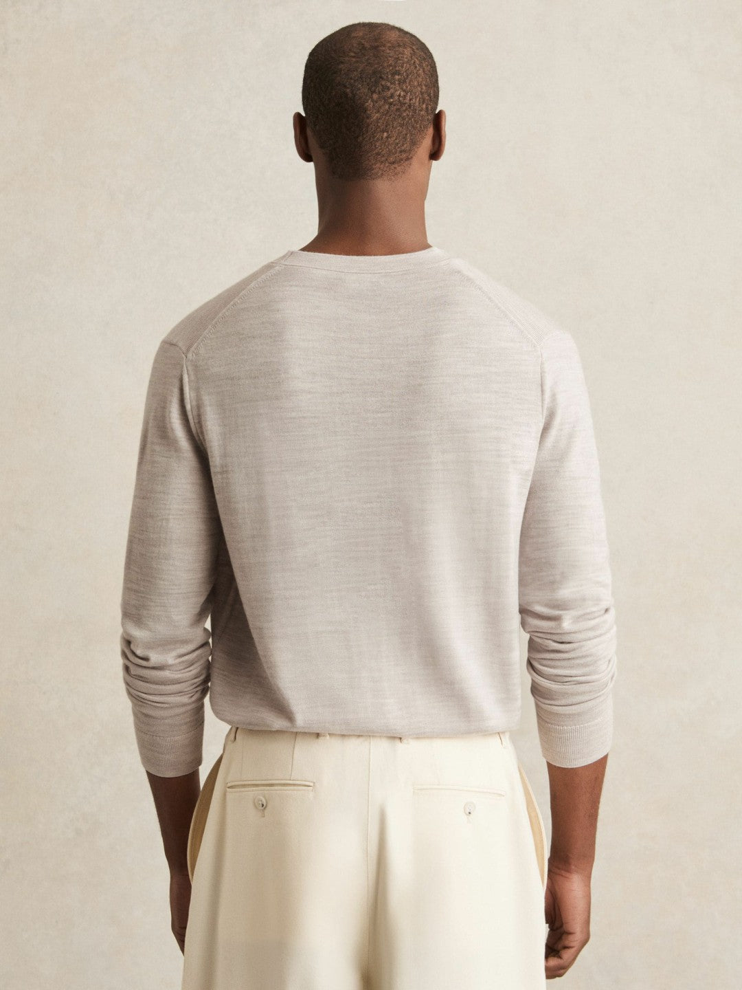 Merino Wool Button-Through Cardigan in Wicker Brown Melange | Reiss Men Popular