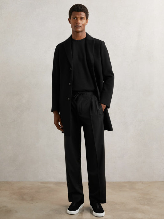 Relaxed-Fit Twill Drawstring Trousers in Black | Reiss Men Signature