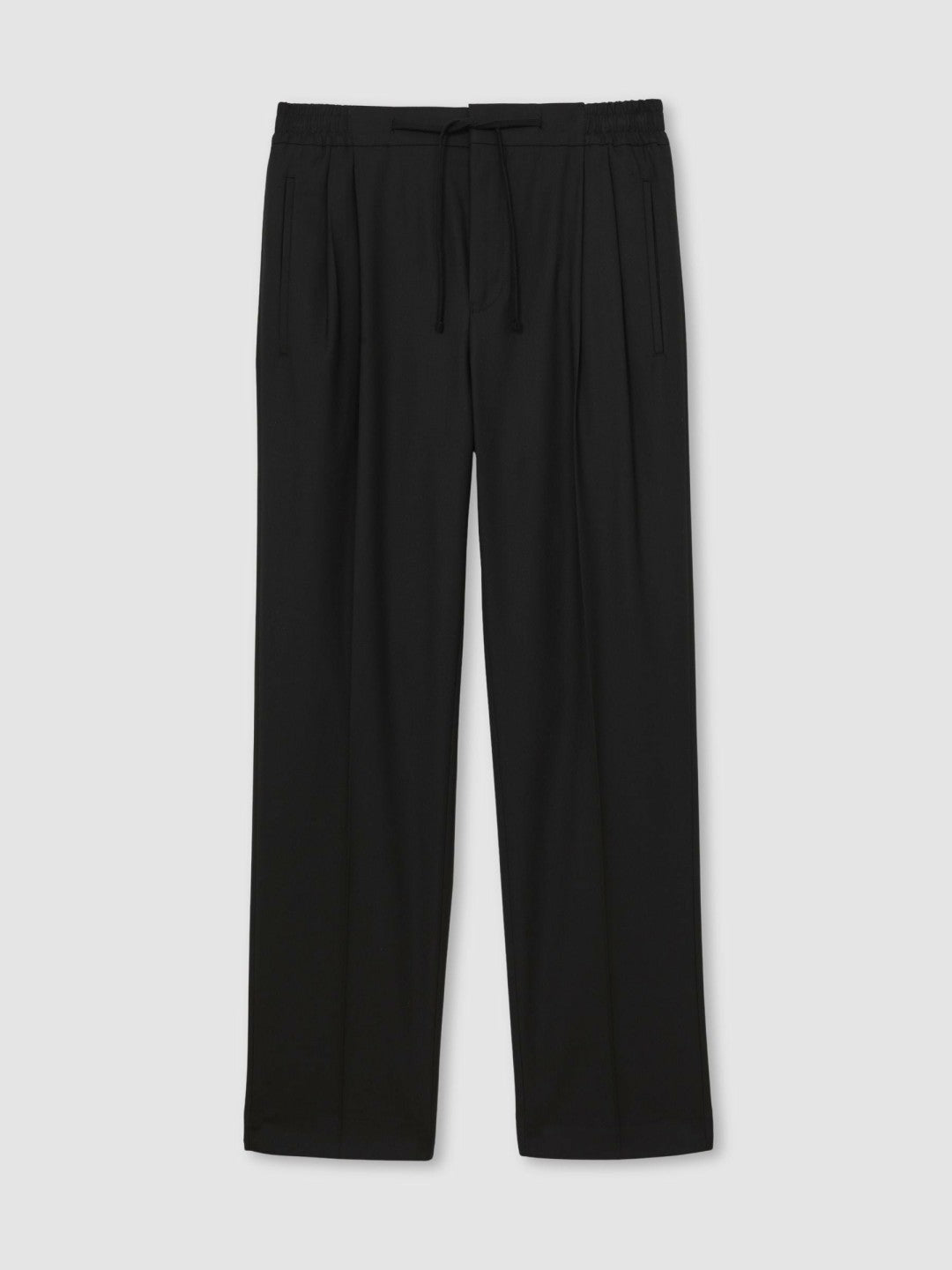 Relaxed-Fit Twill Drawstring Trousers in Black | Reiss Men Signature