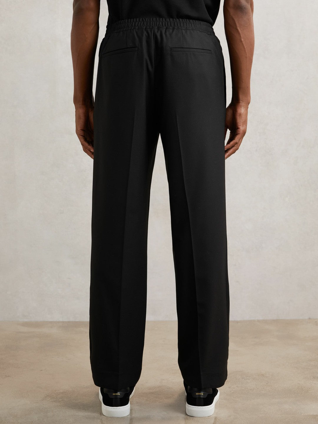 Relaxed-Fit Twill Drawstring Trousers in Black | Reiss Men Signature