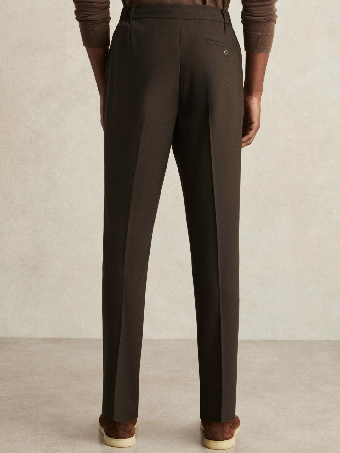 Slim-Fit Internal-Drawstring Trousers in Brown | Reiss Men New