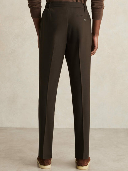 Slim-Fit Internal-Drawstring Trousers in Brown | Reiss Men New