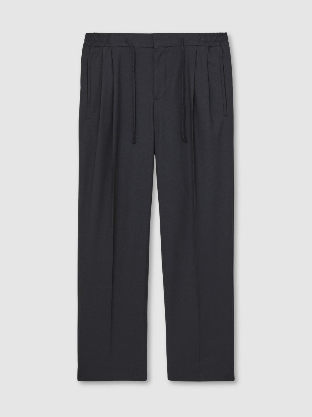 Relaxed-Fit Twill Drawstring Trousers in Navy | Reiss Men Premium