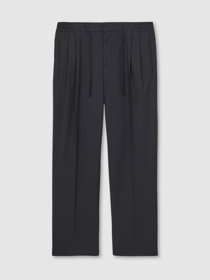 Relaxed-Fit Twill Drawstring Trousers in Navy | Reiss Men Premium