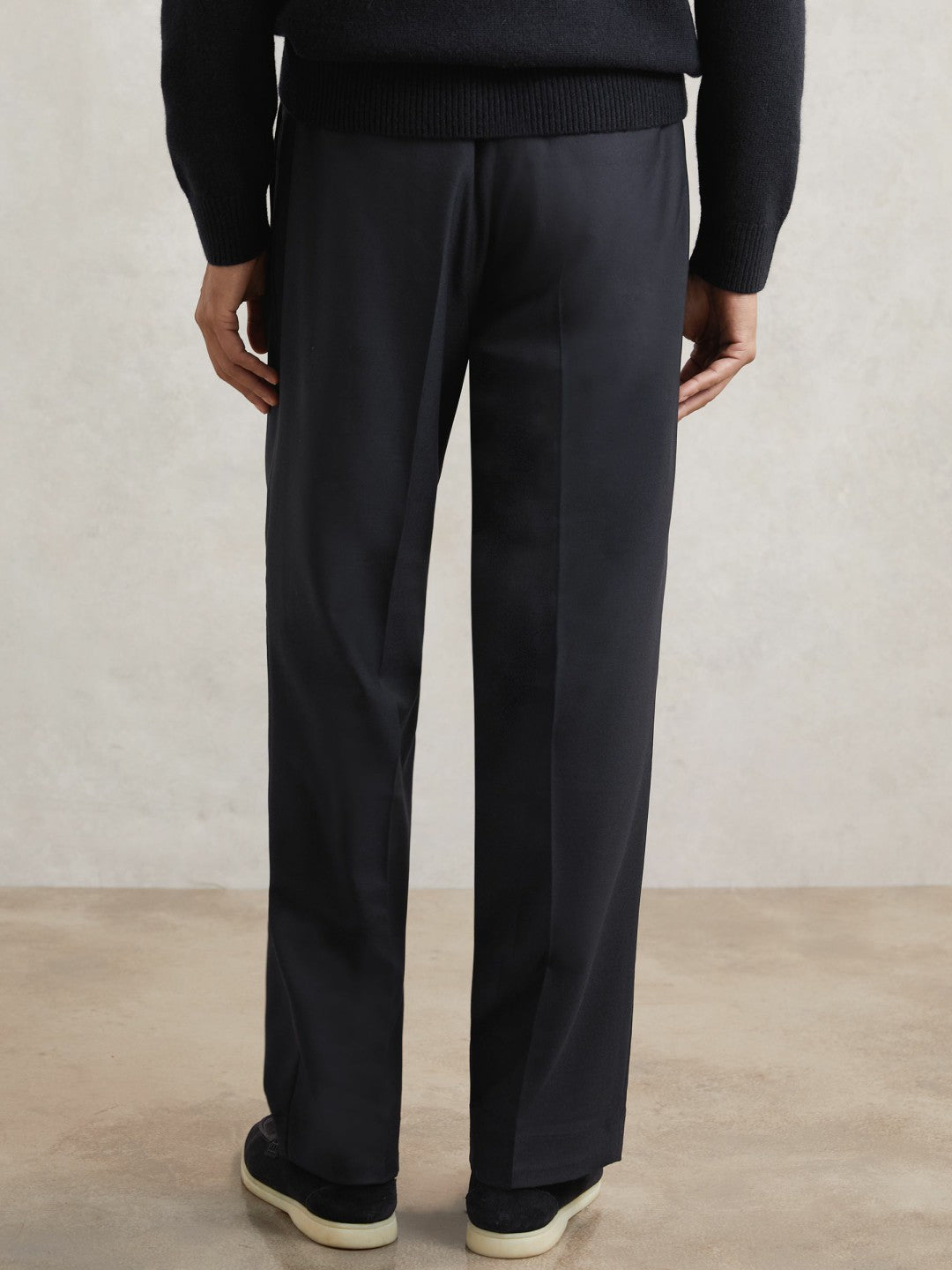 Relaxed-Fit Twill Drawstring Trousers in Navy | Reiss Men Premium