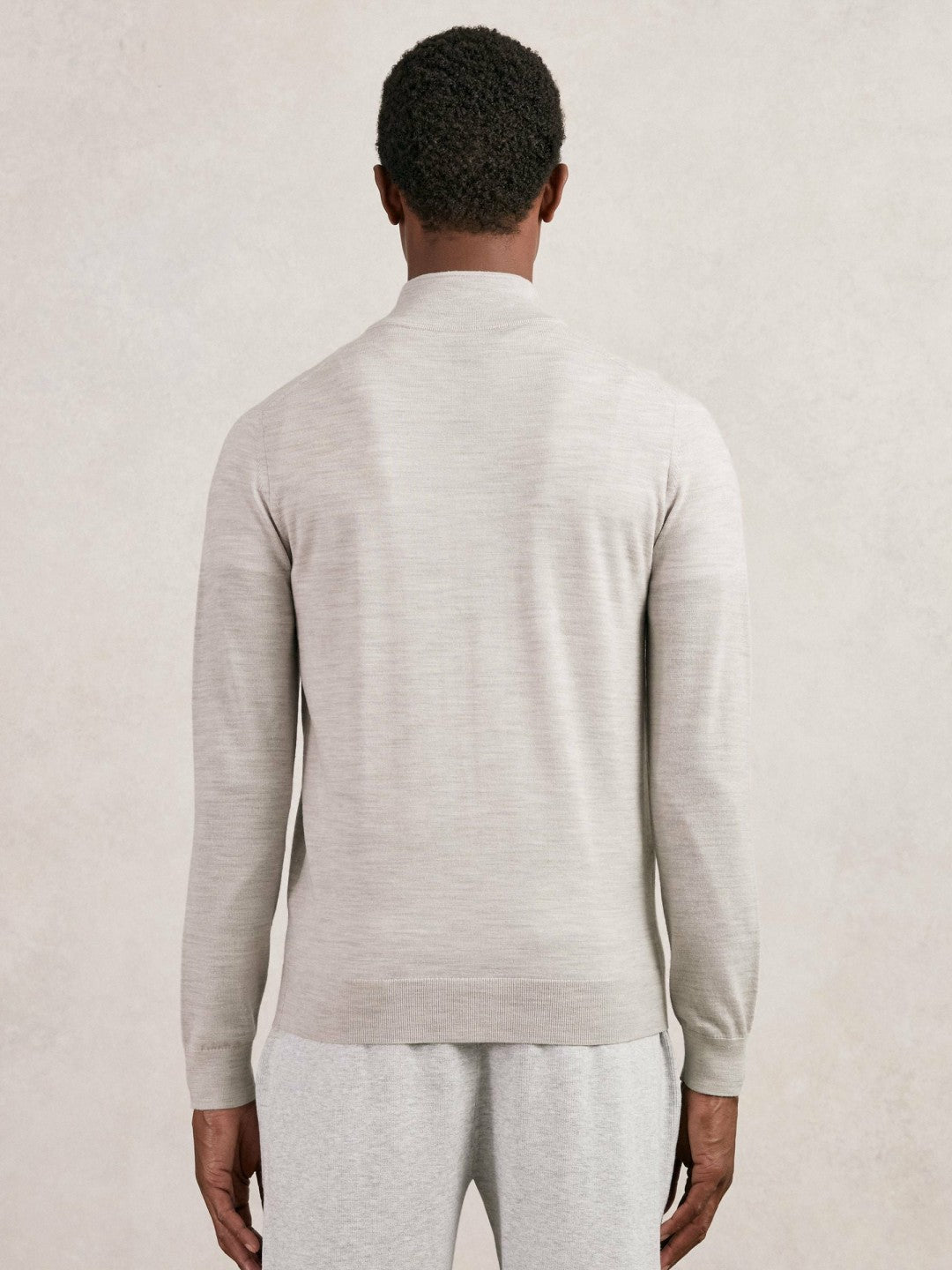 Merino Wool Zip Through Cardigan in Wicker Brown Melange | Reiss Men Exclusive