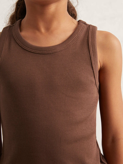 9-13 yrs Stretch-Cotton Ribbed Vest in Chocolate | Reiss Children & Baby New