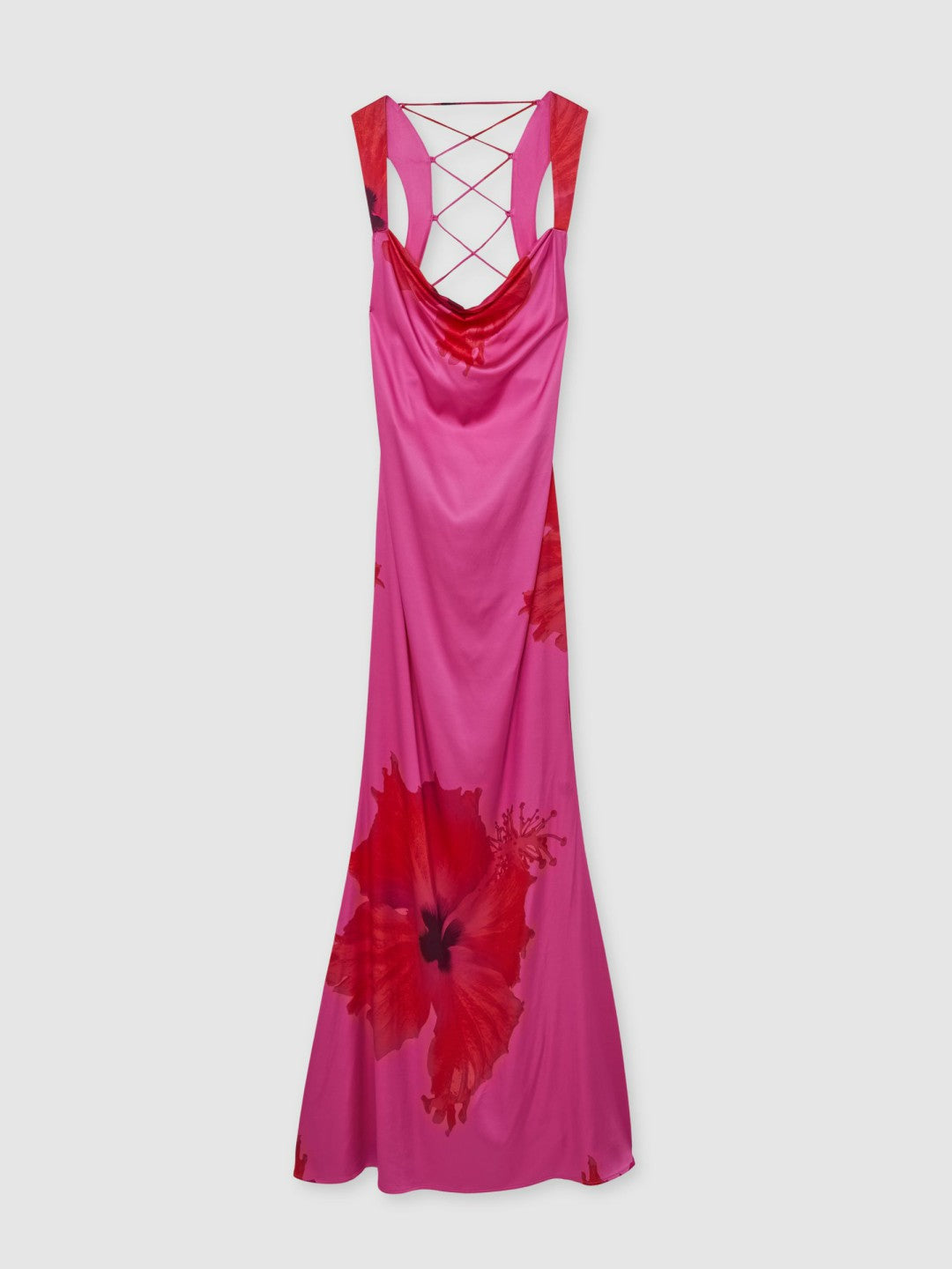 Good American Satin Floral Maxi Dress in Pink | Reiss Women Premium