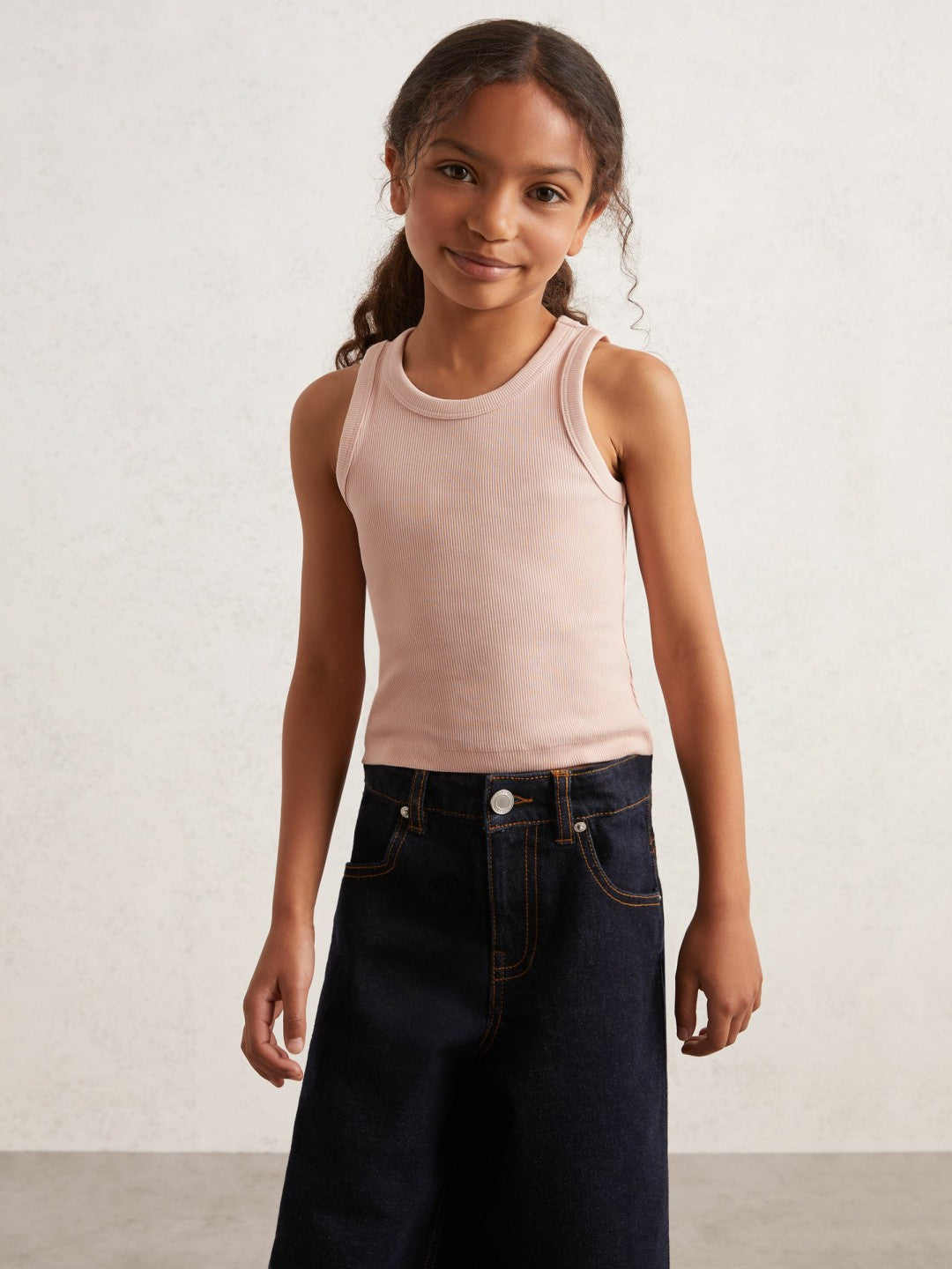 9-13 yrs Stretch-Cotton Ribbed Vest in Pink | Reiss Children & Baby Trending