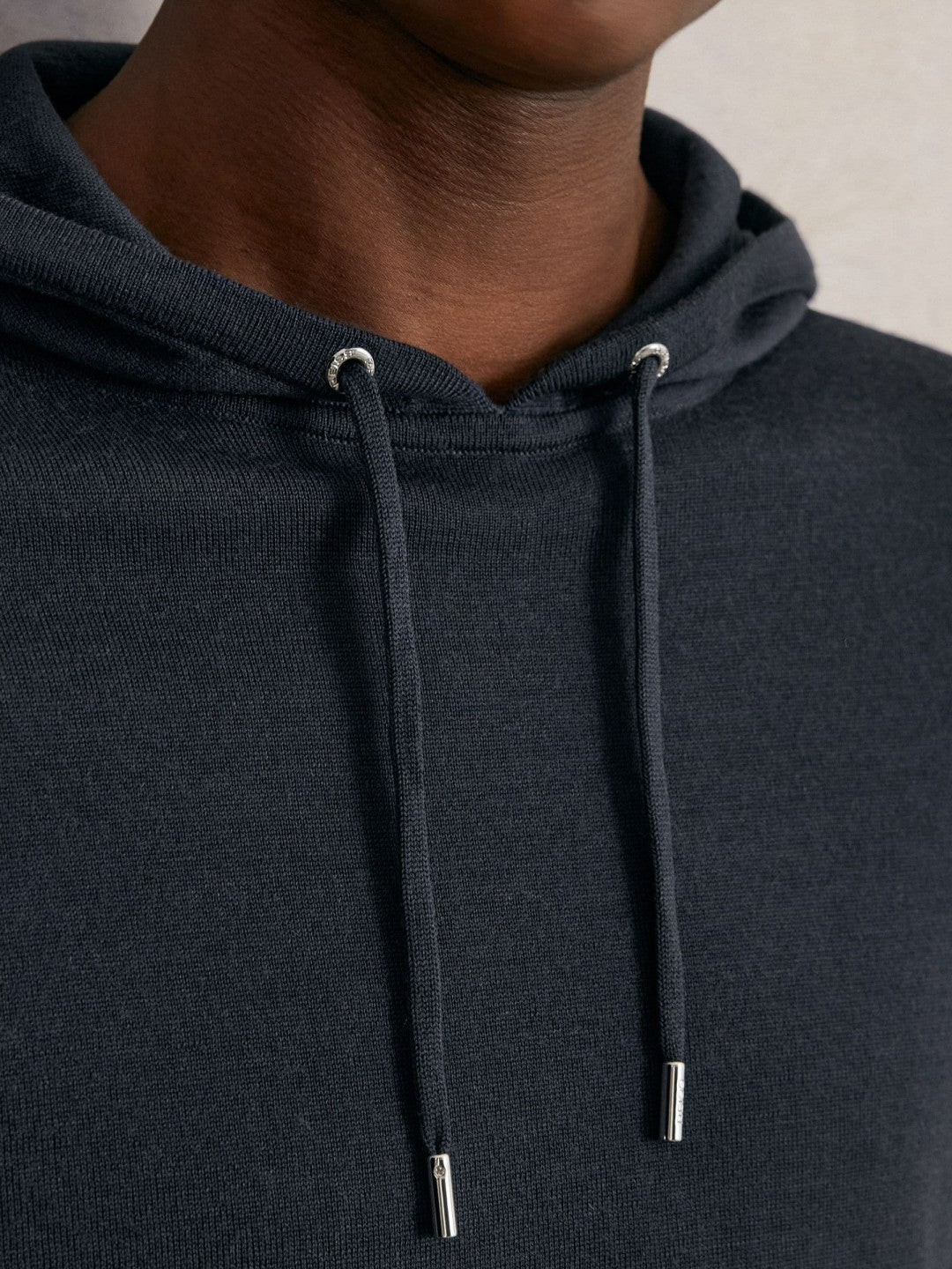 Merino Wool Drawstring Hoodie in Midnight Navy | Reiss Men Best Seller