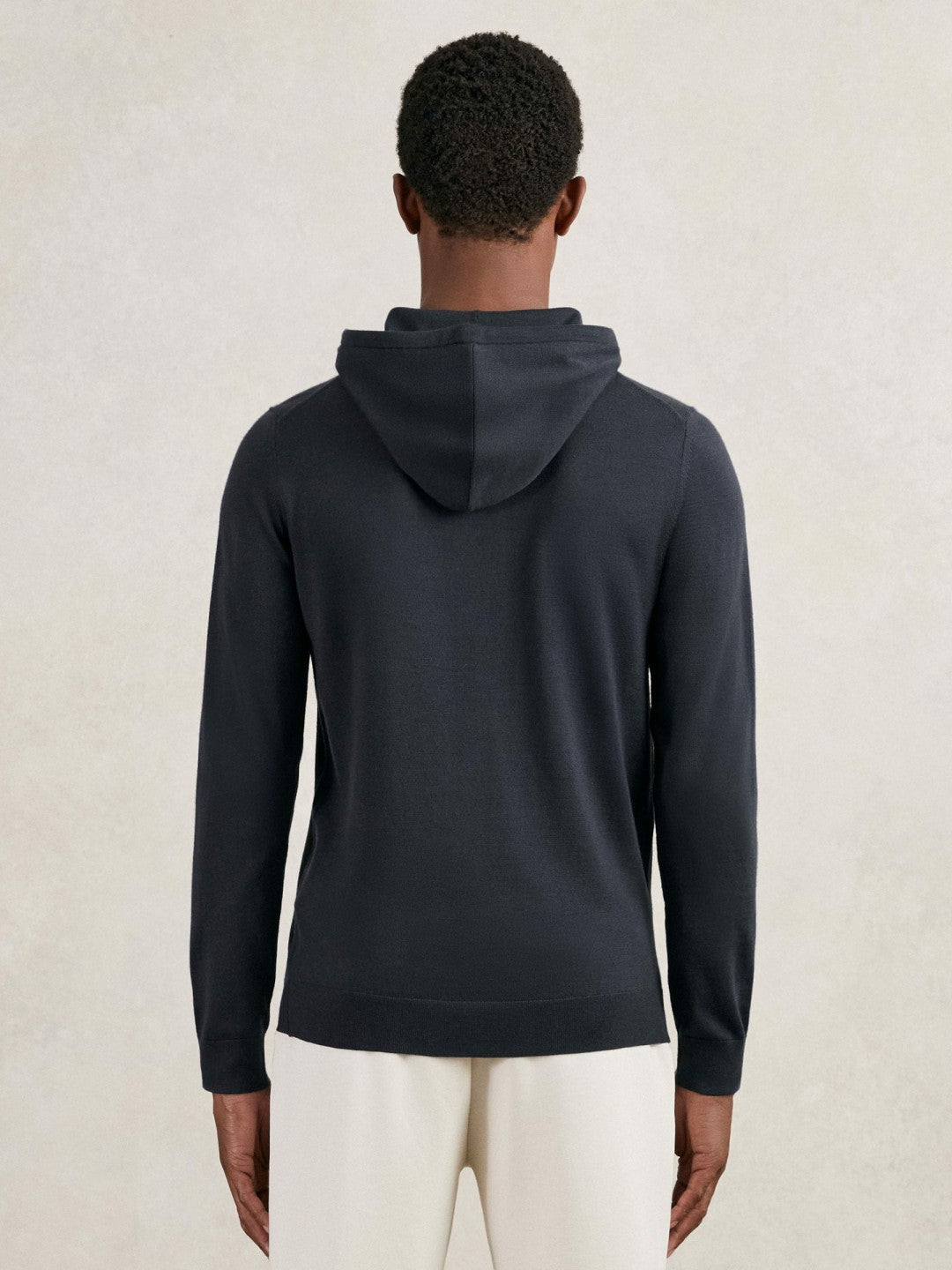 Merino Wool Drawstring Hoodie in Midnight Navy | Reiss Men Best Seller