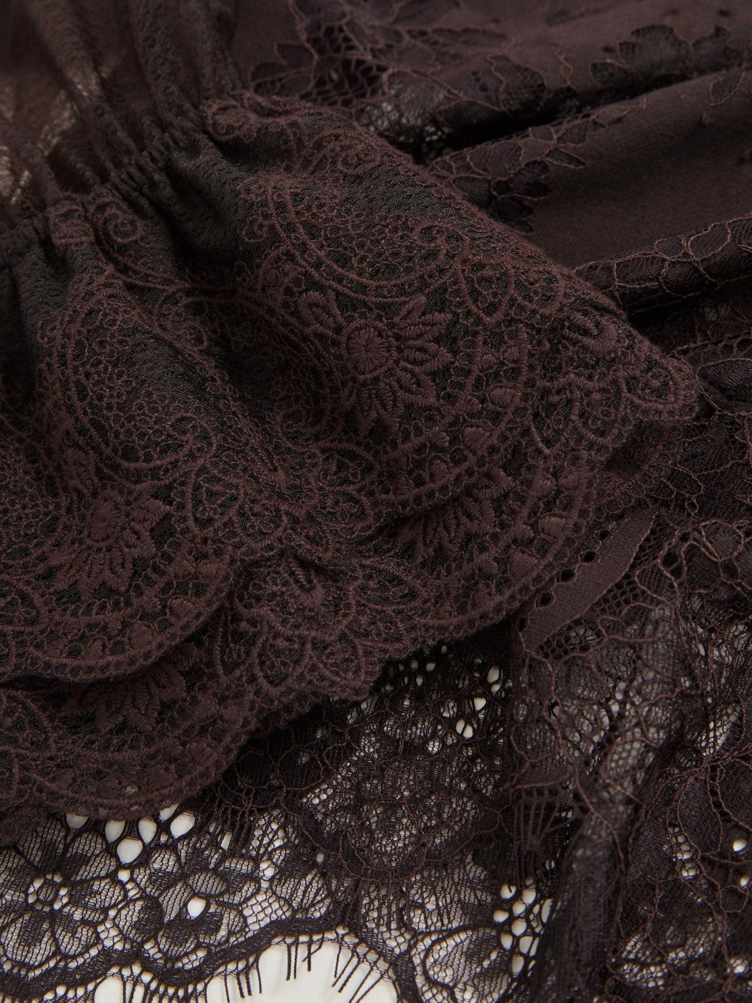 Lace Flared Cuff Blouse in Chocolate Brown | Reiss Women Best Seller