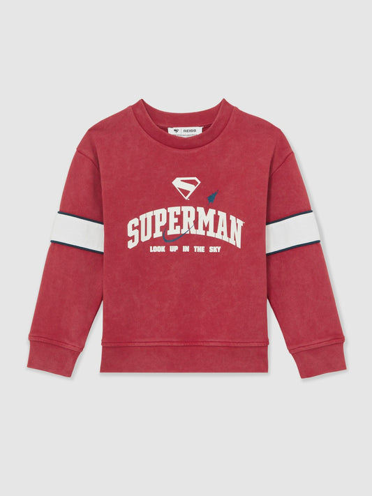13-14 yrs Superman Cotton Logo Sweatshirt in Red | Reiss Children & Baby New