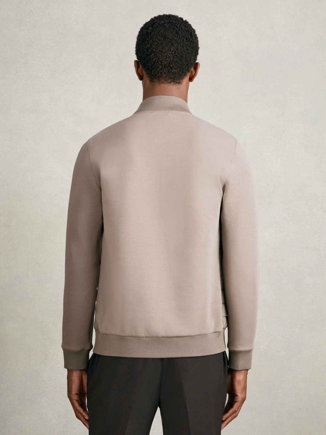 Hybrid Quilt and Knit Zip-Through Jacket in Taupe Brown | Reiss Men Popular