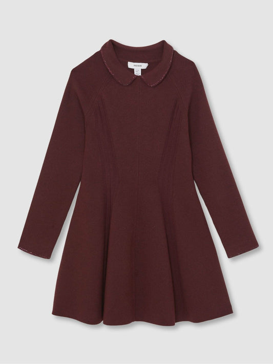 13-14 yrs Embellished Collar Knitted Dress in Berry | Reiss Children & Baby Premium